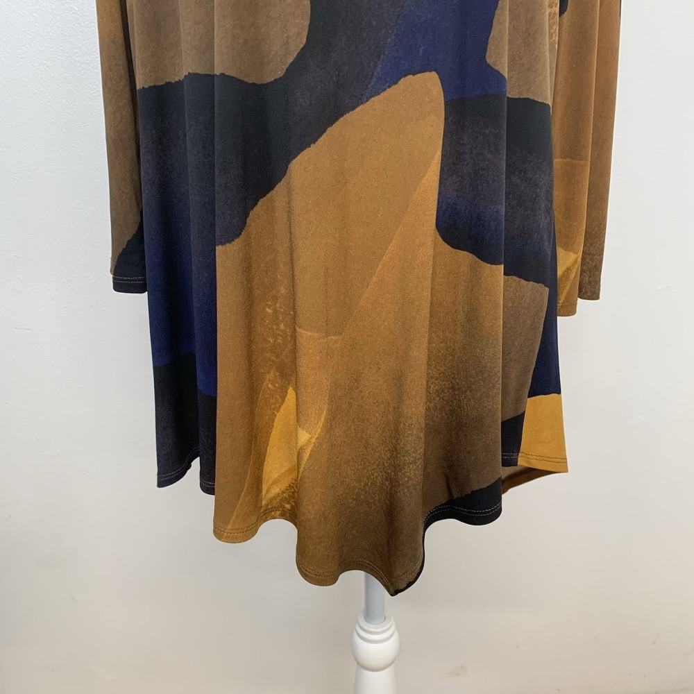 Clara Sun Woo Tunic Top Woman Medium Stretch Abstract Print Asymmetric Made USA - Picture 3 of 10